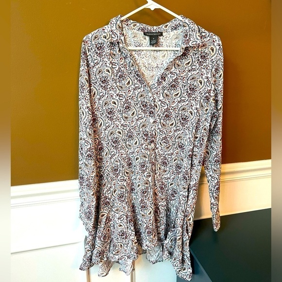 Chelsea & Theodore Anthropologie Paisley Button-Down Dress Ruffle Bottom Size S - Picture 1 of 4